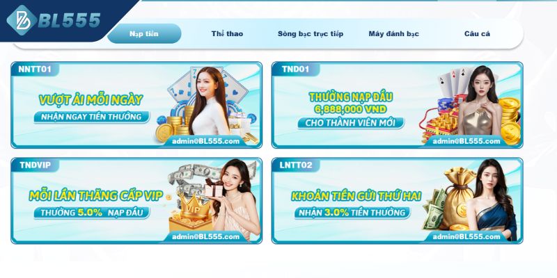 Khuyến mãi BL555 thưởng 5% nạp đầu mỗi lần thăng cấp VIP