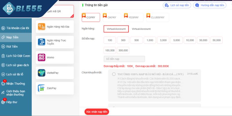 Nạp tiền qua quét mã QR